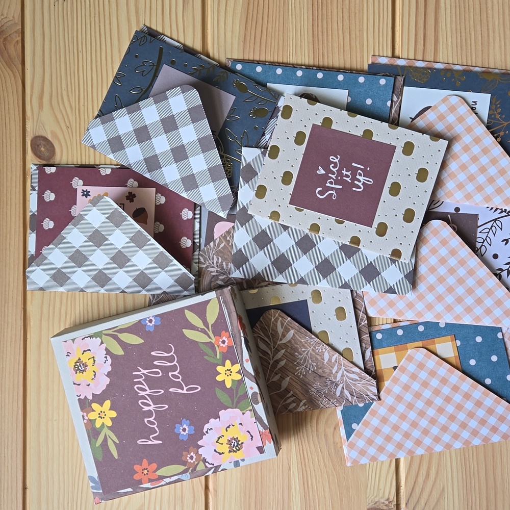 Handmade Mini Boxed Fall Cozy Days Cards & Envelopes Set